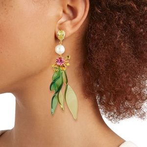 Gold Tone Cubic Zirconia & 10 MM Freshwater Pearl Drop Earrings